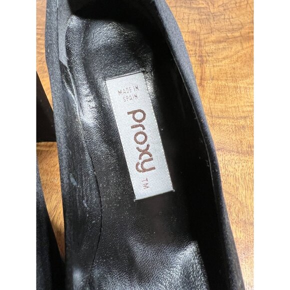 Vtg 90s Proxy Women’s 6 Black Square Toe Made In Spain Pumps Shoes Block Heels - Picture 8 of 8